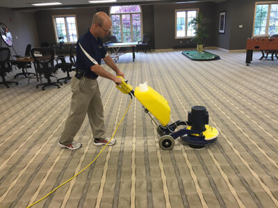 A Duo Care worker using an encapsulating system in an office